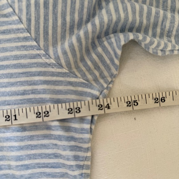 Peter Millar Collection Mens XL Blue White Striped Cotton Linen Polo Shirt - Picture 7 of 7